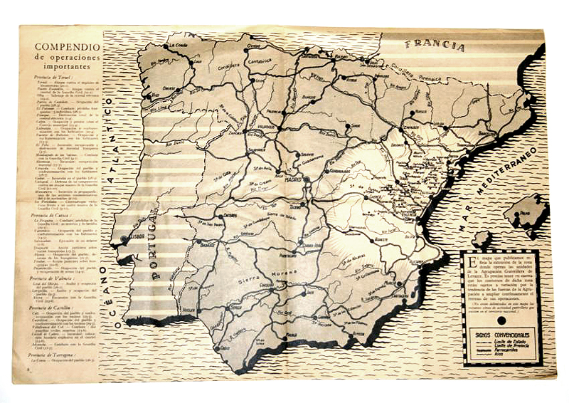Mapa de operaciones de la Agrupación Guerrillera de Levante. Mundo Obrero, 1947.